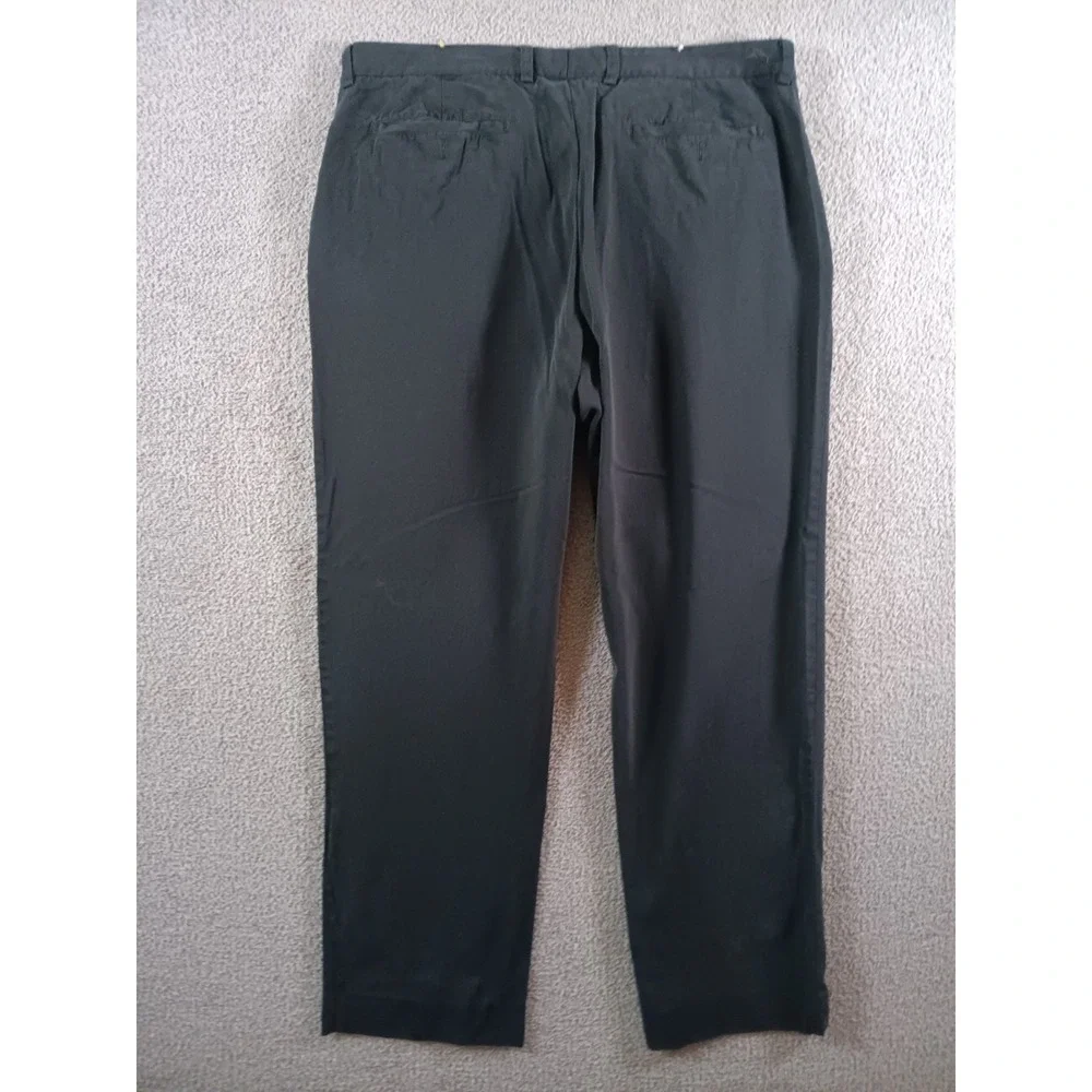 Tommy Bahama Mens 36x32 Silk Pants Black Flat Front Resort Casual